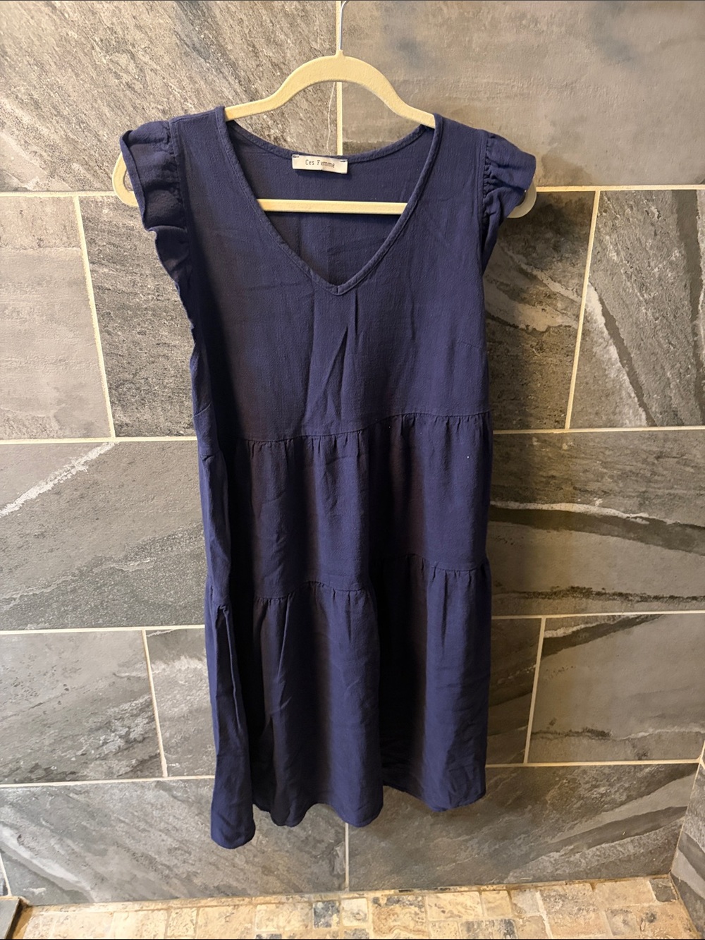 Navy blue tiered dress